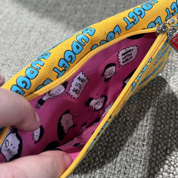 Angry Little Girls By Lela Lee Wallet yellow with red hearts blue text - Picture 6 of 9